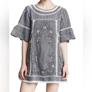 Free People Women’s Sunny Day Shirt Dress (crochet lace gingham embroidery)